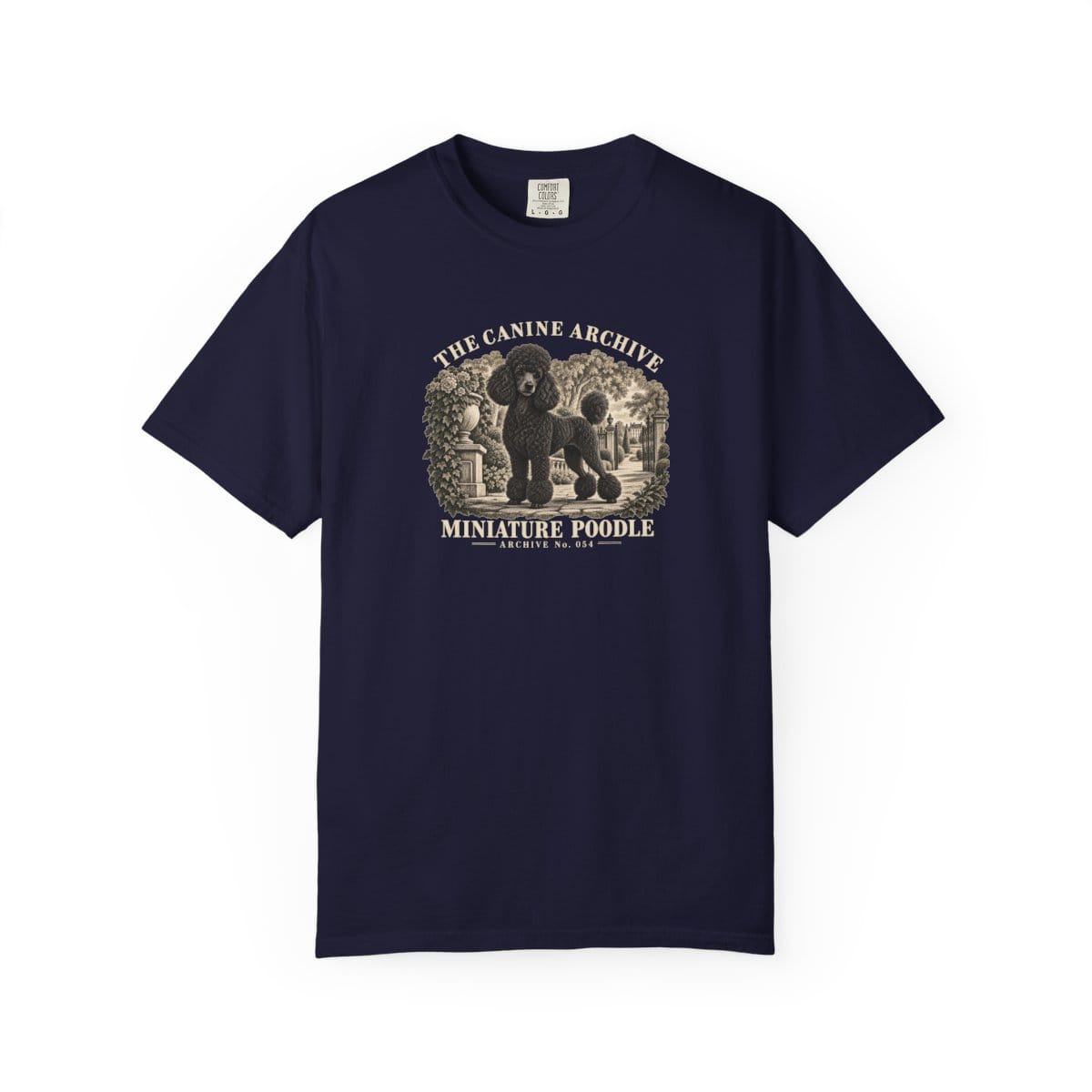Miniature Poodle Front Study Tee in True Navy