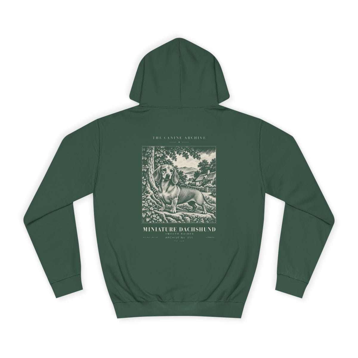 Miniature Dachshund Smooth Haired Hoodie in Bottle Green