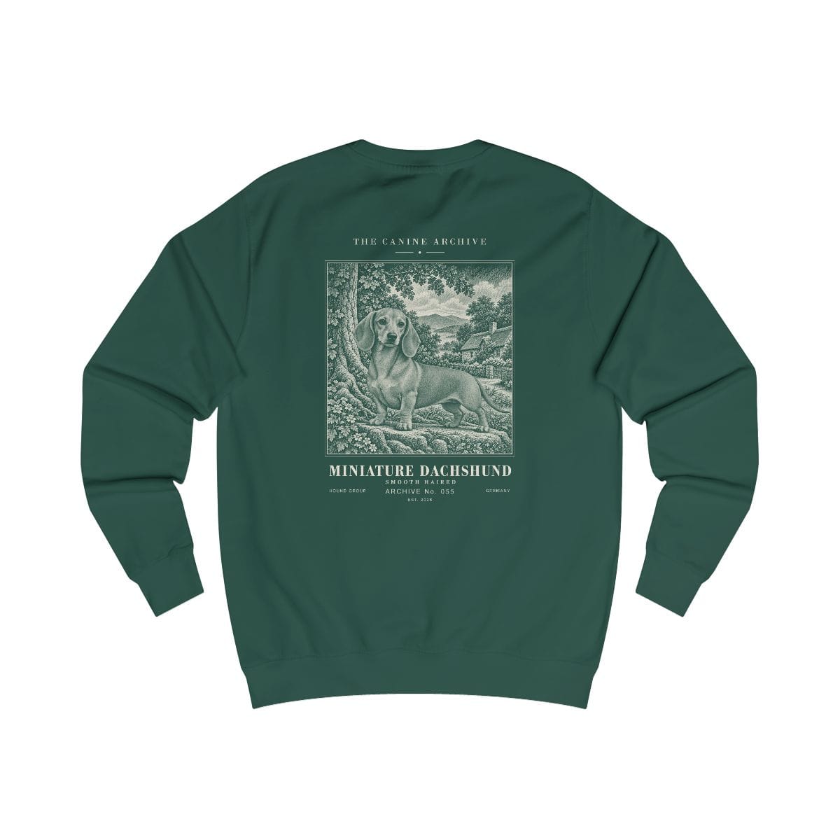 Miniature Dachshund Smooth Haired Sweatshirt in Bottle Green