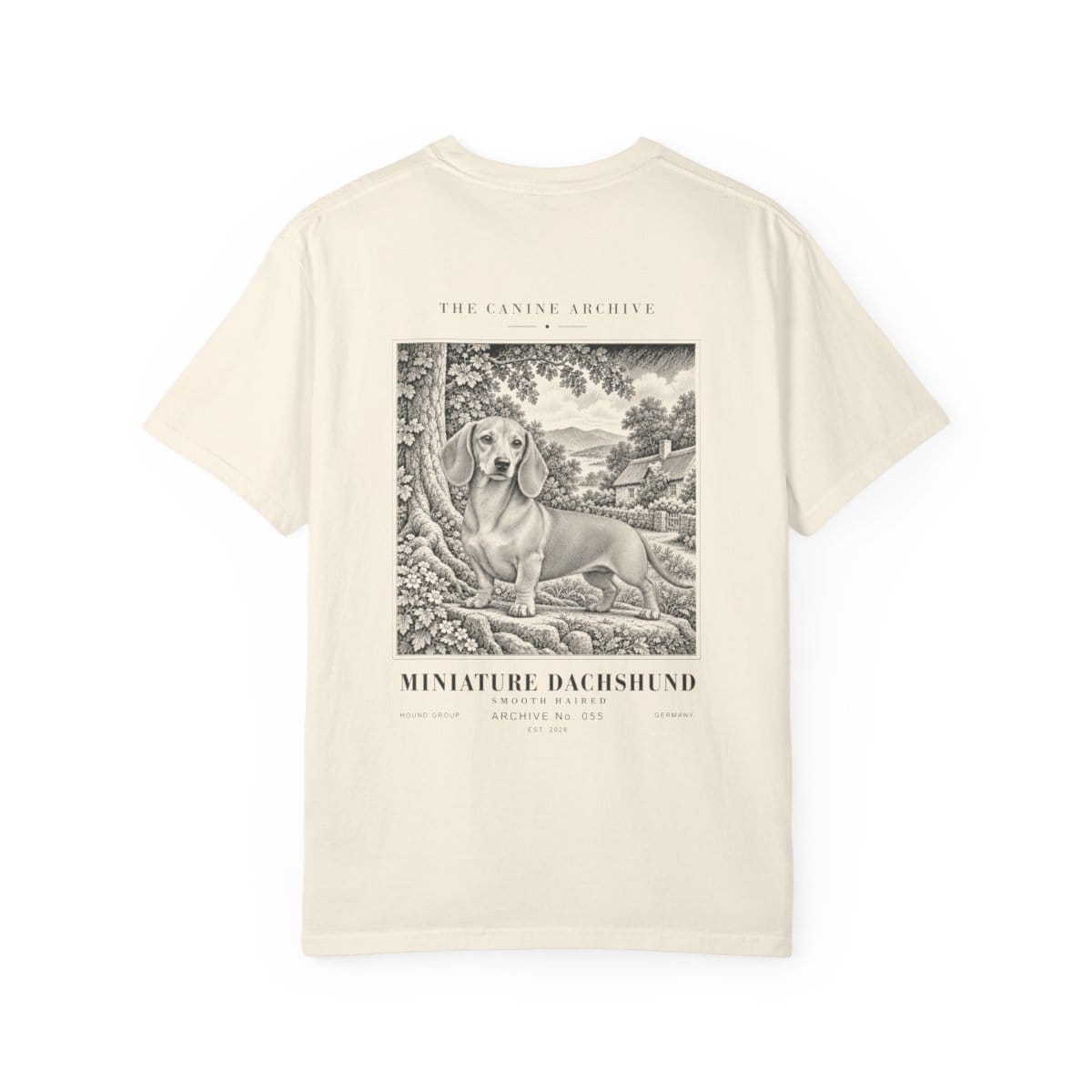 Miniature Dachshund Smooth Haired Tee in Ivory
