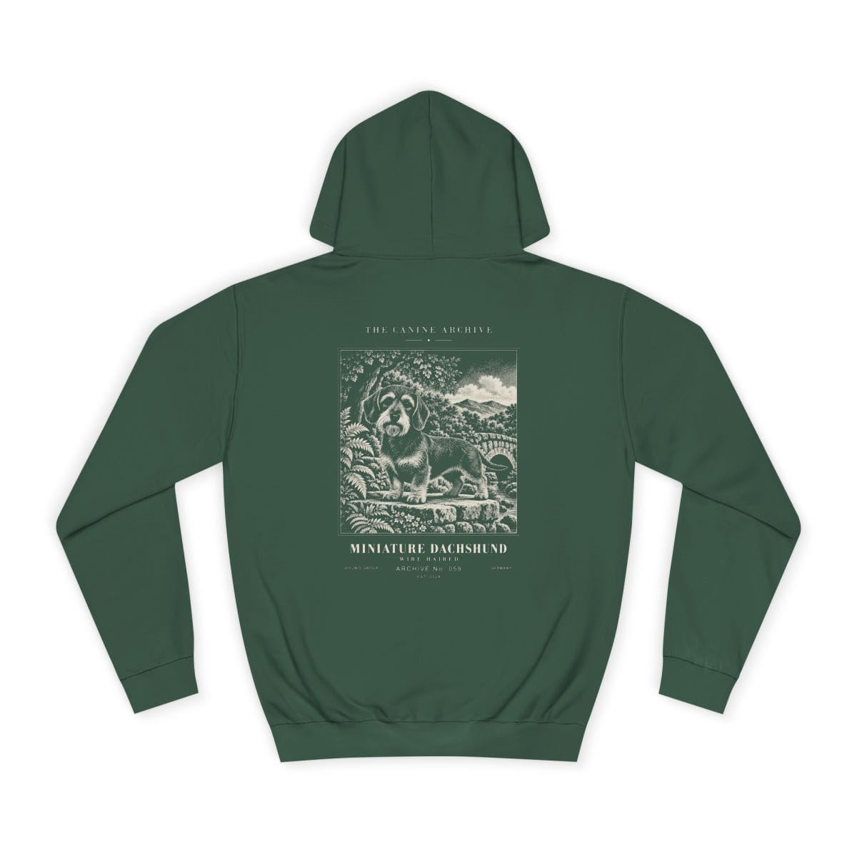 Miniature Dachshund Wire Haired Hoodie in Bottle Green