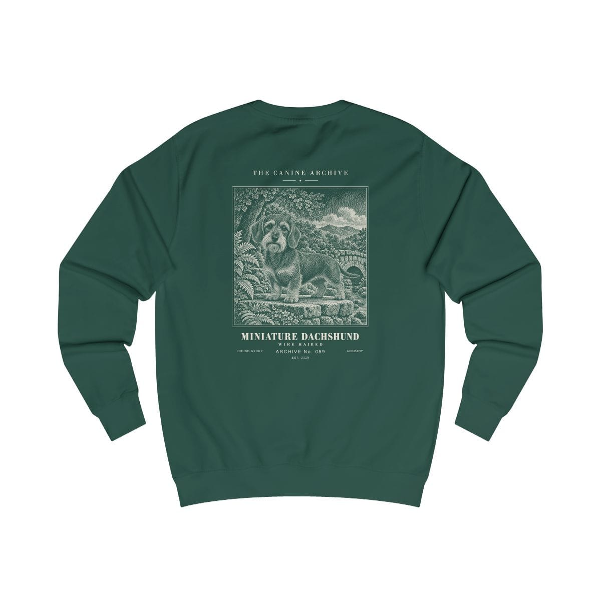 Miniature Dachshund Wire Haired Sweatshirt in Bottle Green