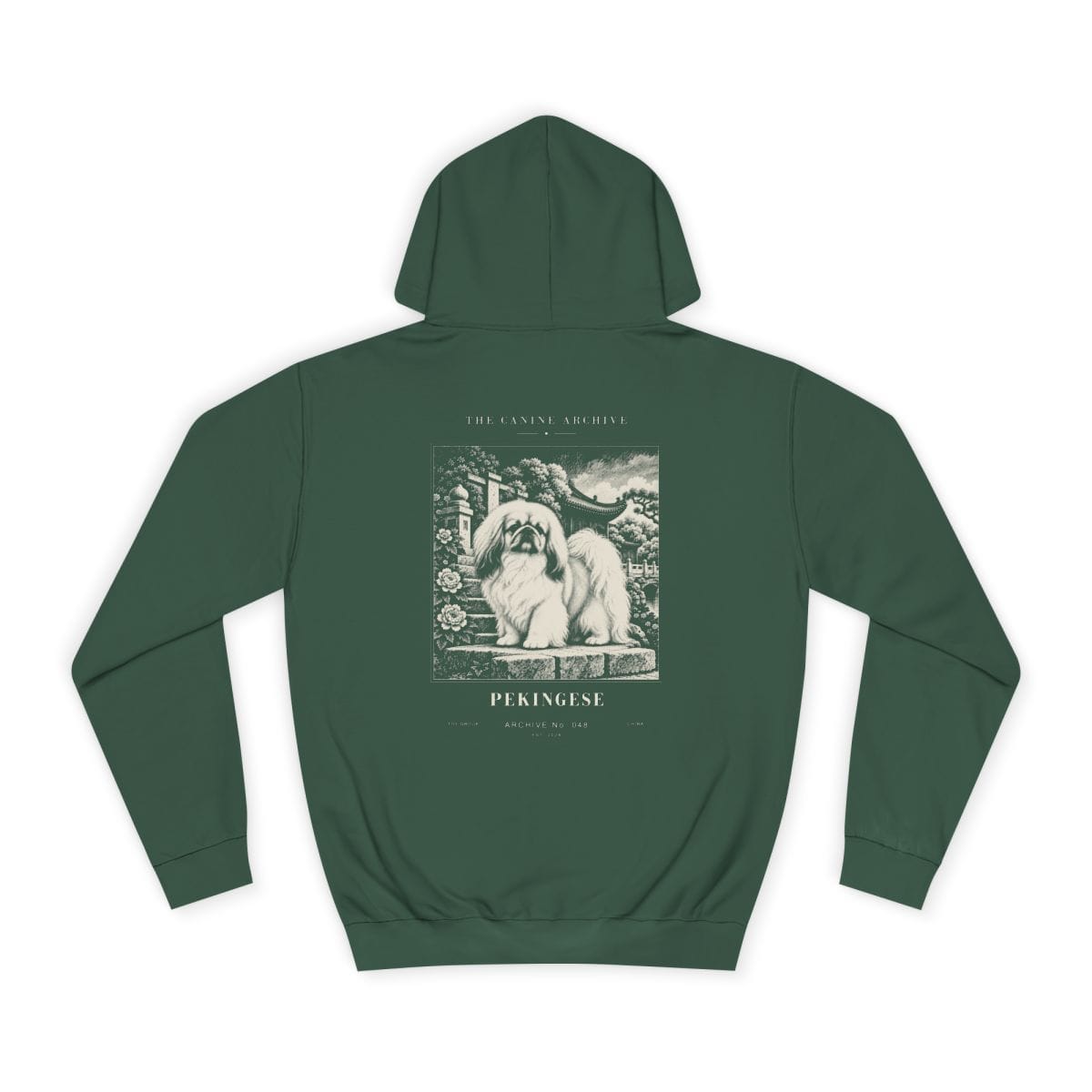 Pekingese Hoodie in Bottle Green