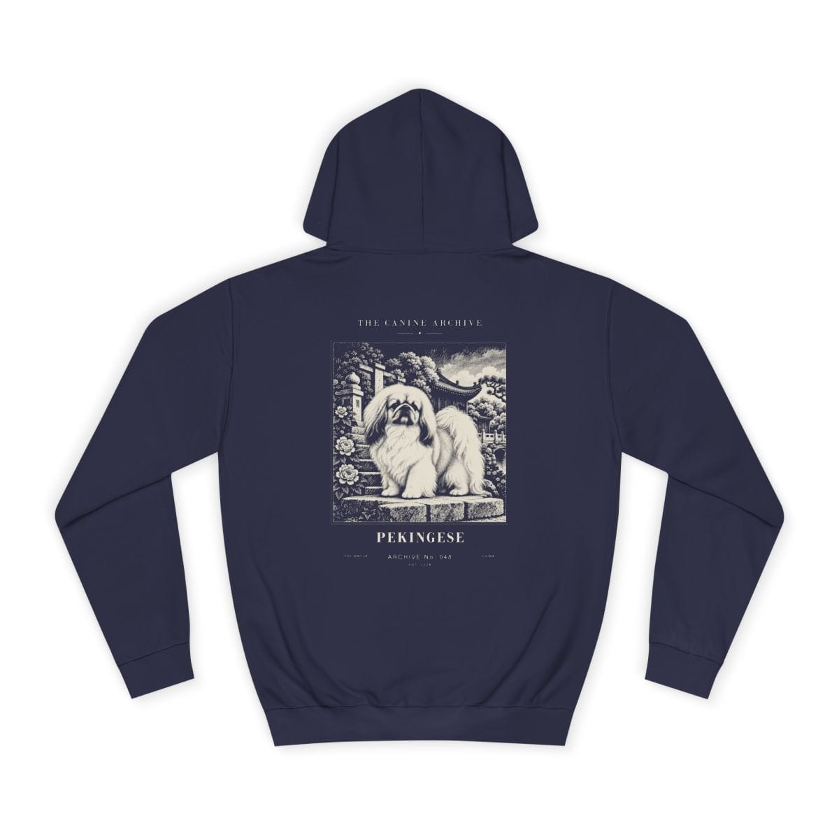 Pekingese Hoodie in Oxford Navy