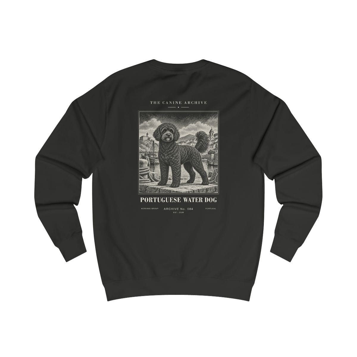 Portuguese Water Dog Sweatshirt in Jet Black