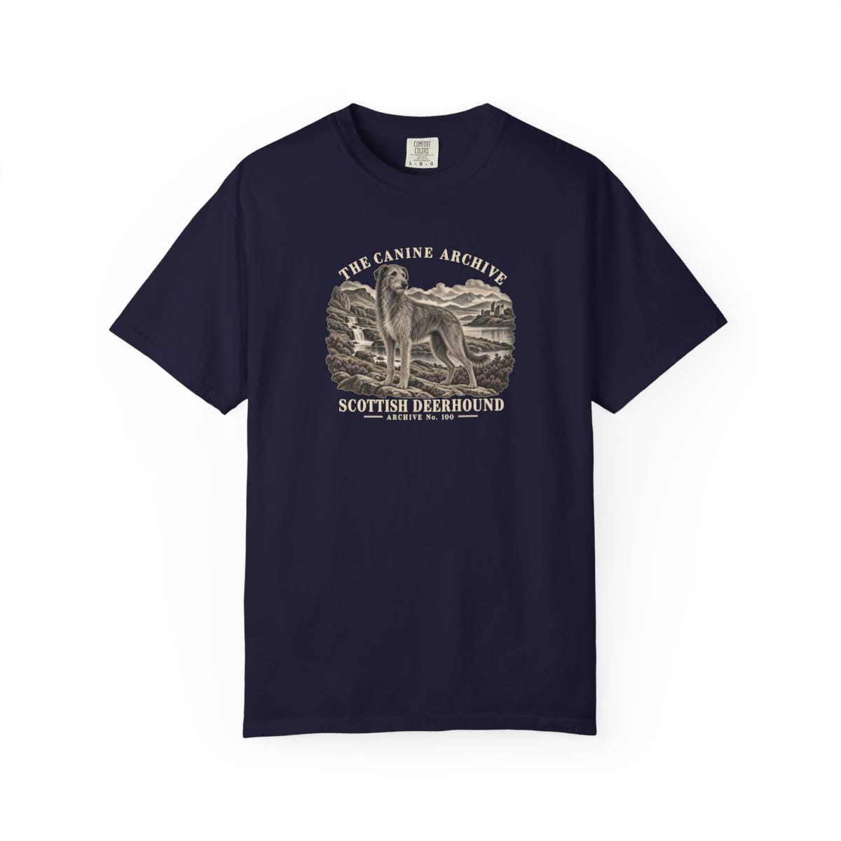 Scottish Deerhound Front Study Tee in True Navy