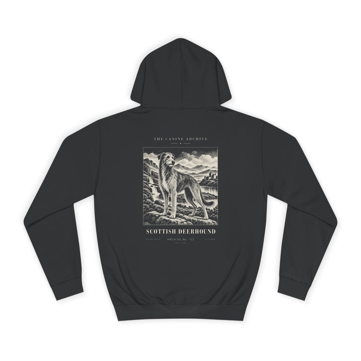 Scottish Deerhound Hoodie in Jet Black