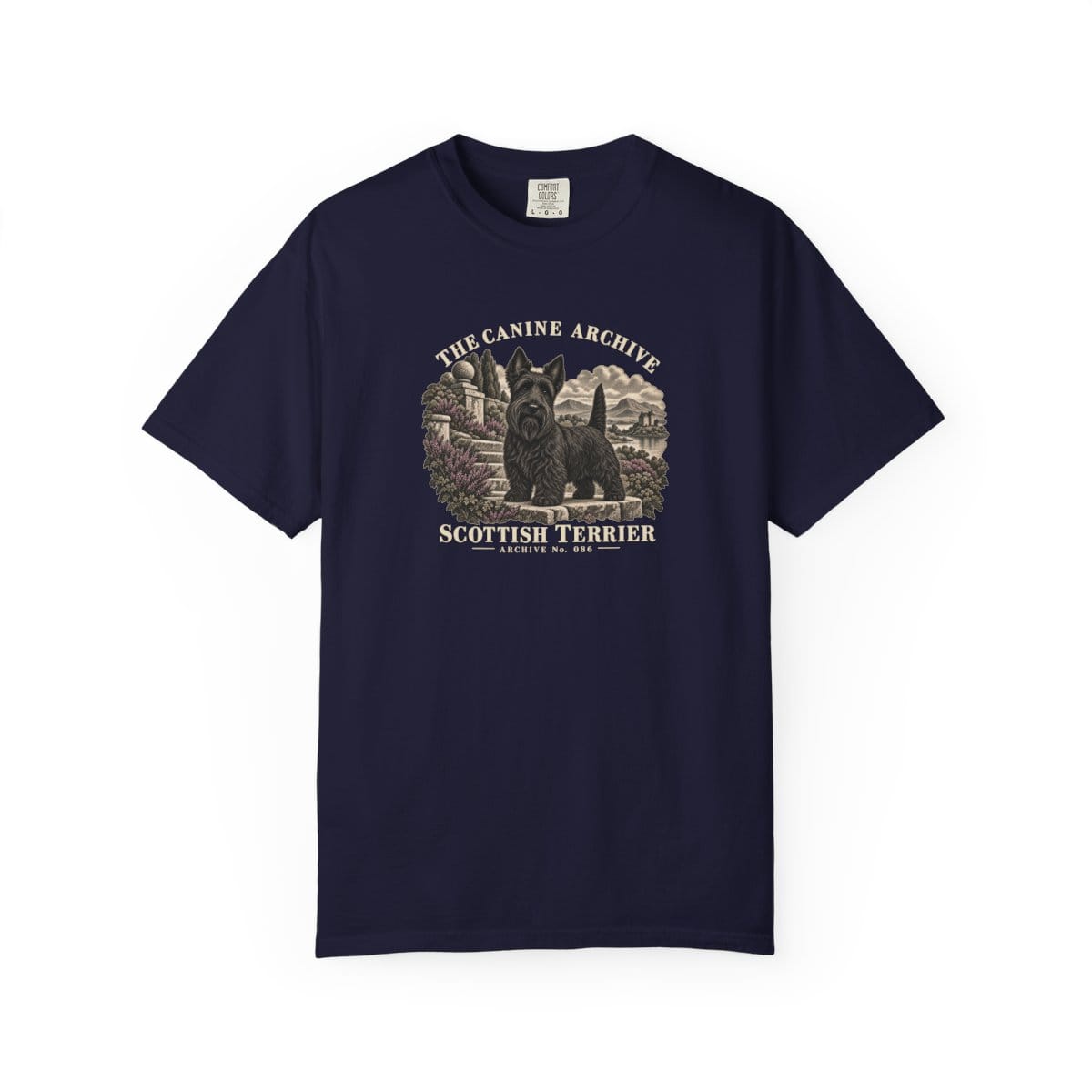 Scottish Terrier Front Study Tee in True Navy