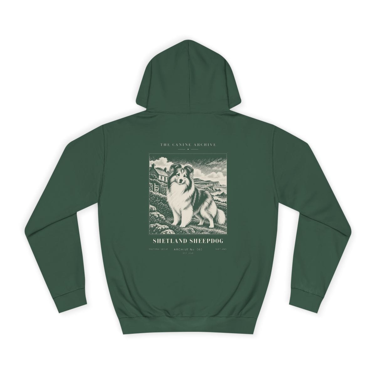 Shetland Sheepdog Hoodie in Bottle Green