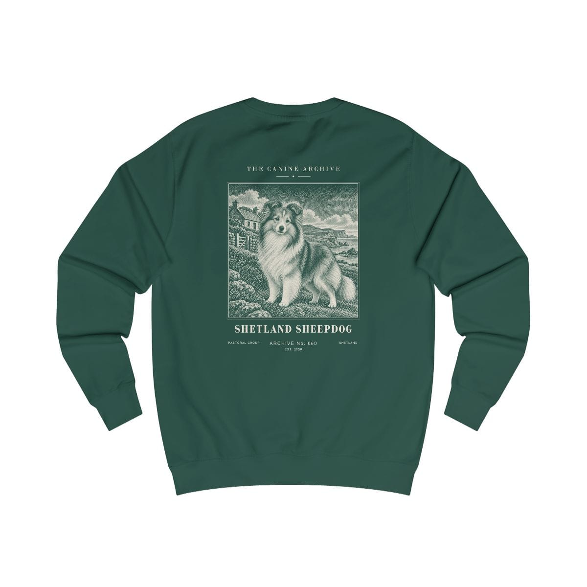 Shetland Sheepdog Sweatshirt in Bottle Green