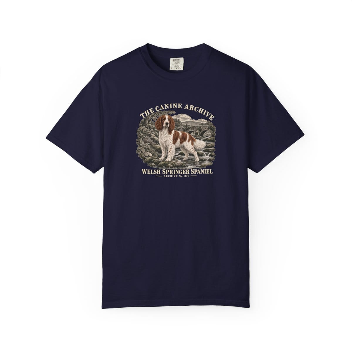 Welsh Springer Spaniel Front Study Tee in True Navy