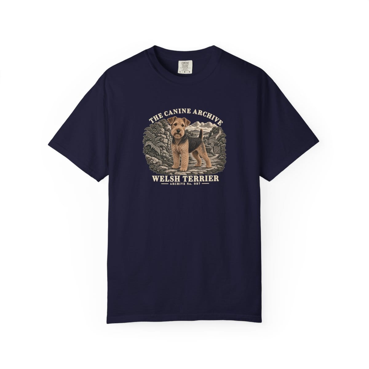 Welsh Terrier Front Study Tee in True Navy