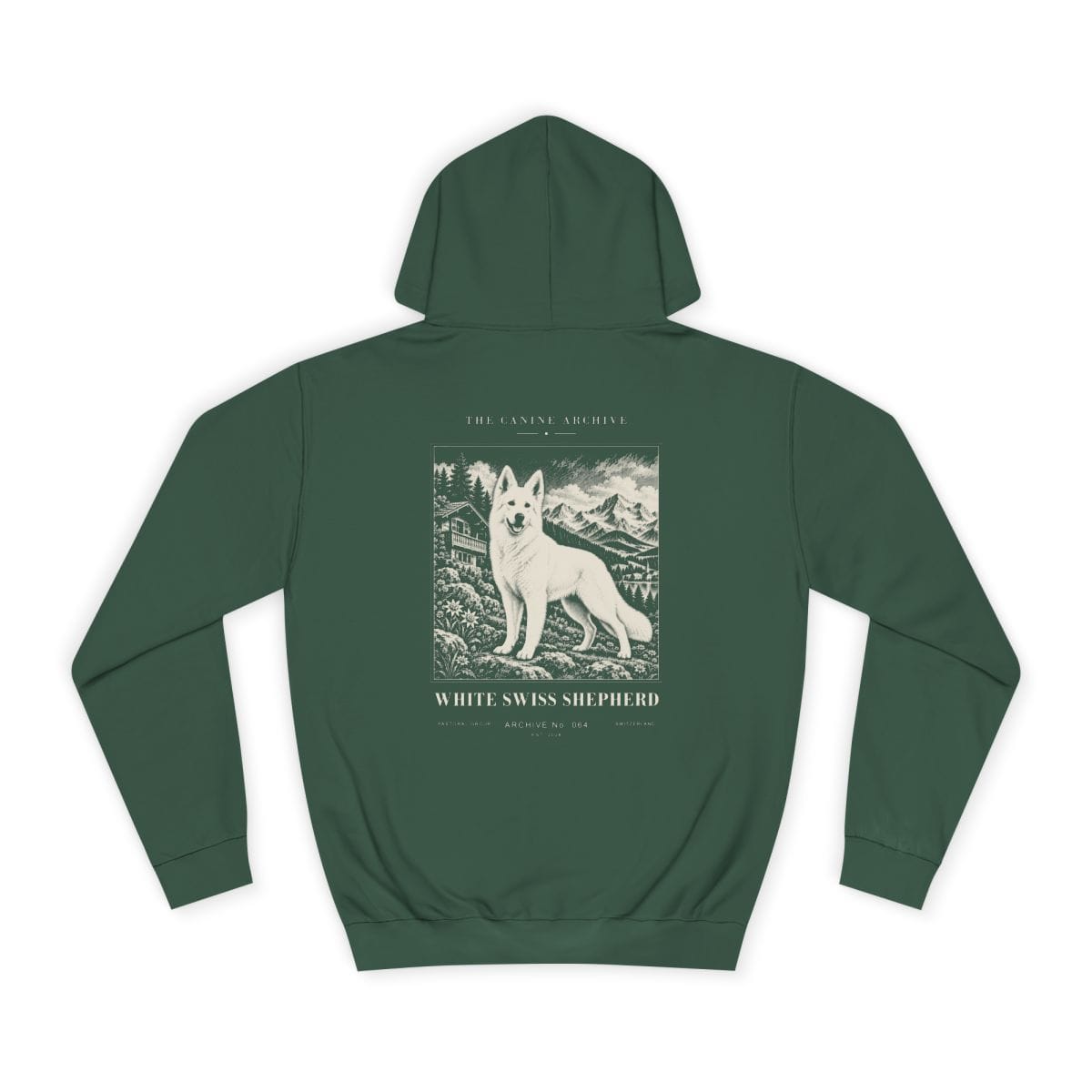 White Swiss Shepherd Hoodie in Bottle Green