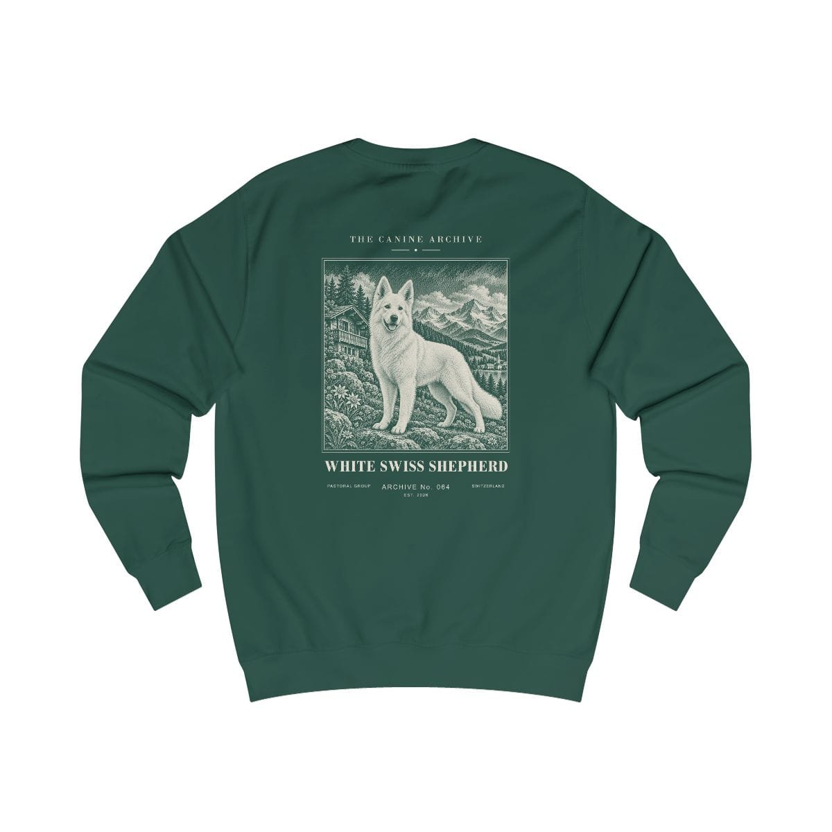 White Swiss Shepherd Sweatshirt in Bottle Green