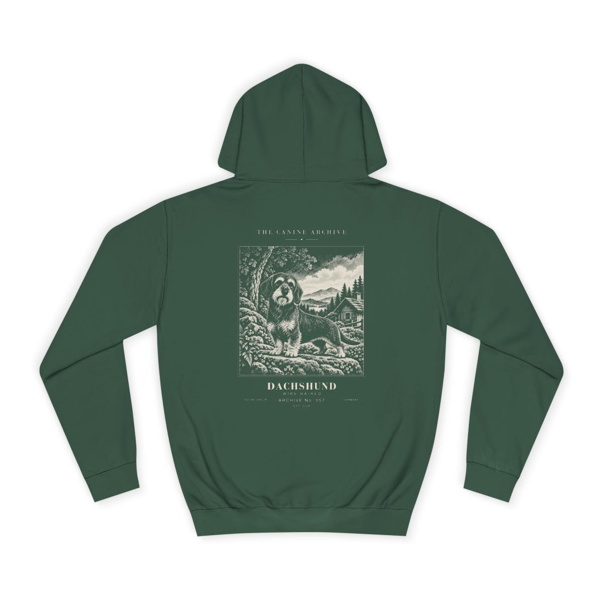 Dachshund Wire Haired Hoodie in Bottle Green