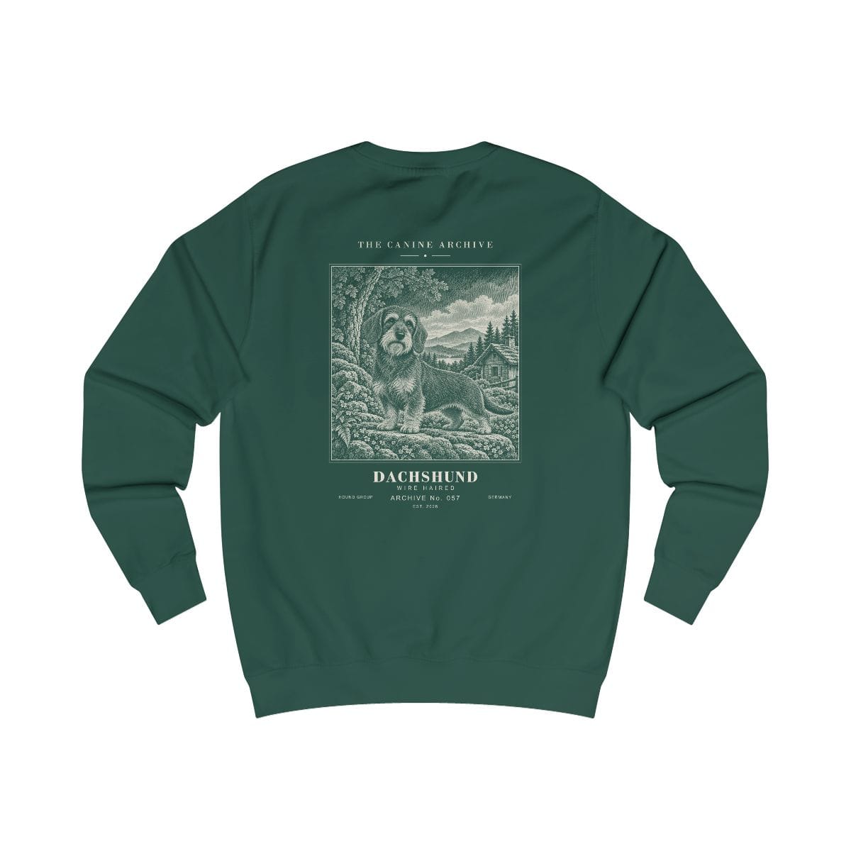 Dachshund Wire Haired Sweatshirt in Bottle Green