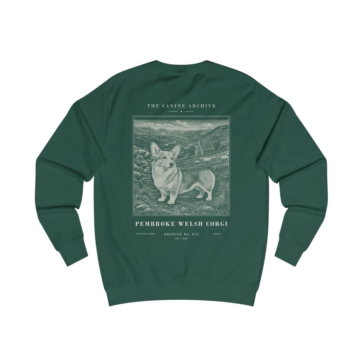 Pembroke Welsh Corgi Archive Sweatshirt in Bottle Green