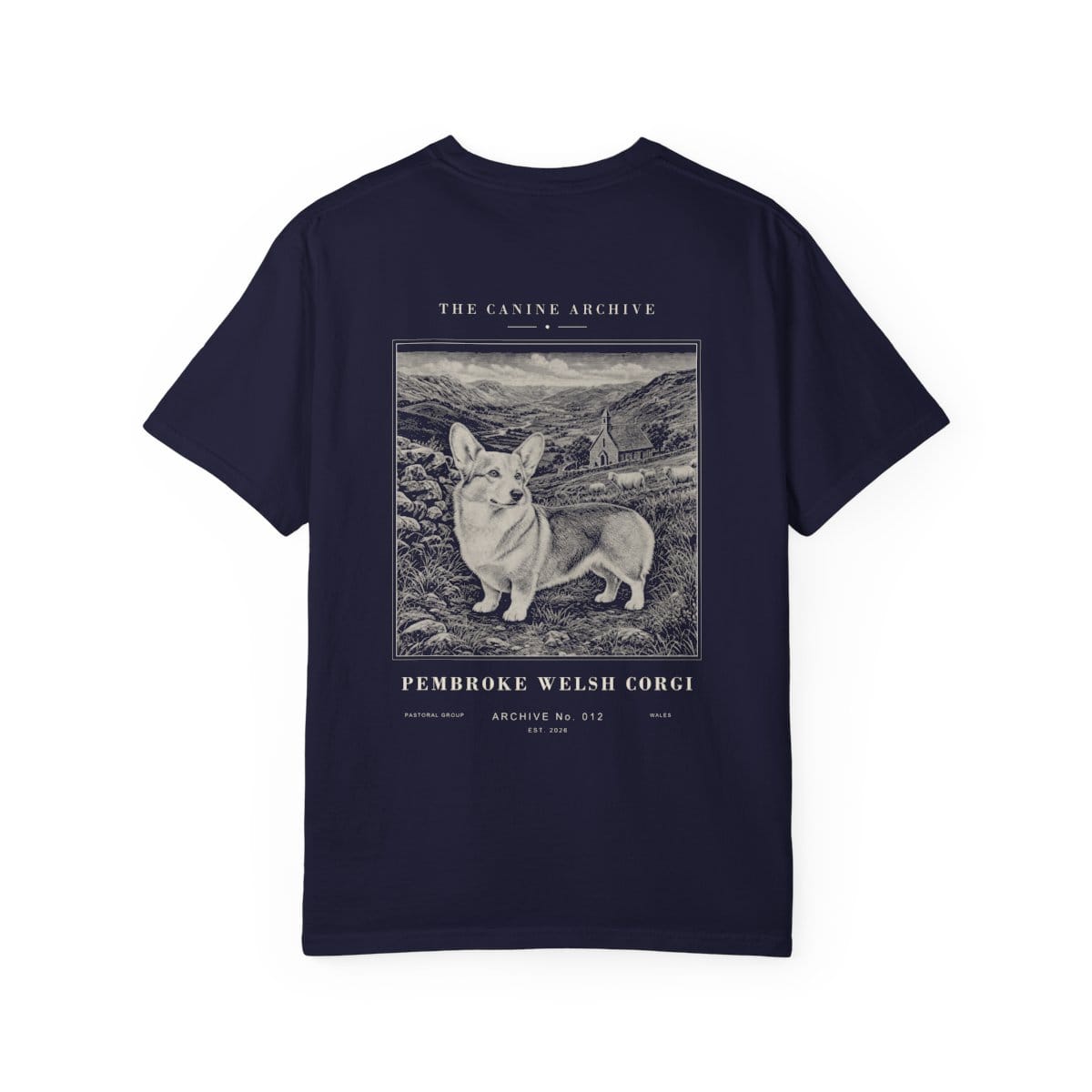 Pembroke Welsh Corgi Archive Tee in True Navy