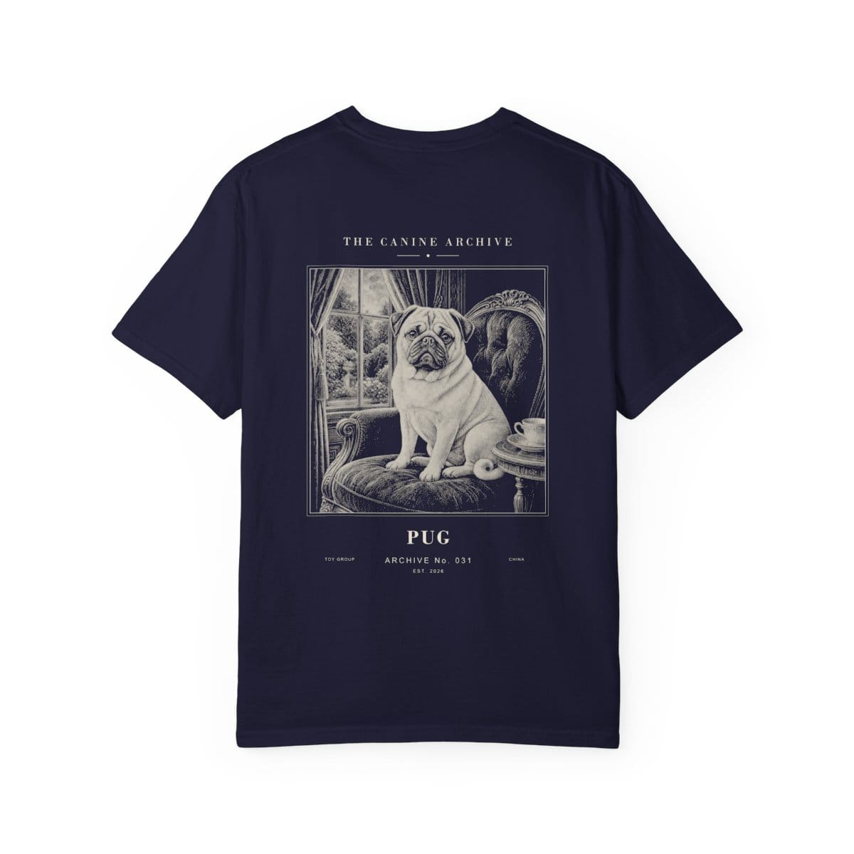 Pug Archive Tee in True Navy