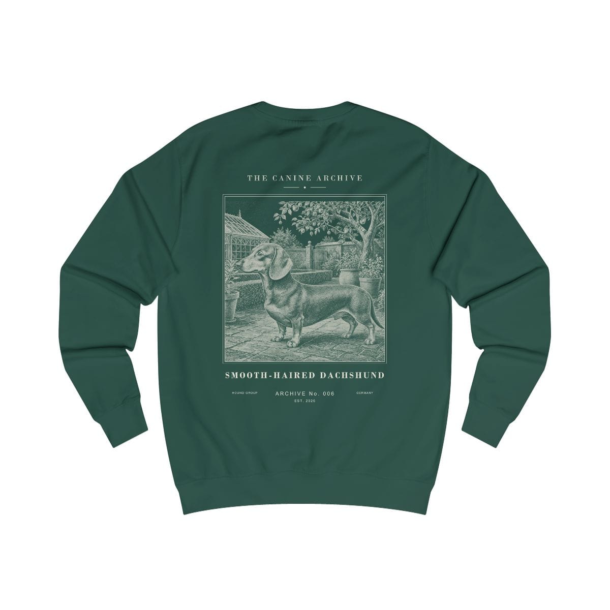Smooth-Haired Dachshund Archive Sweatshirt in Bottle Green