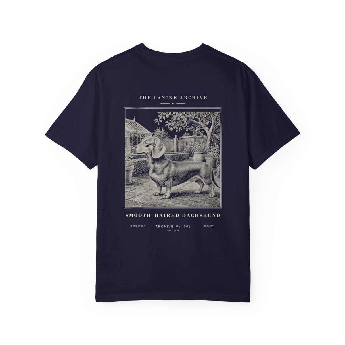 Smooth-Haired Dachshund Archive Tee in True Navy