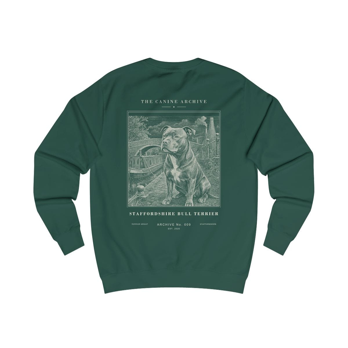 Staffordshire Bull Terrier Archive Sweatshirt in Bottle Green