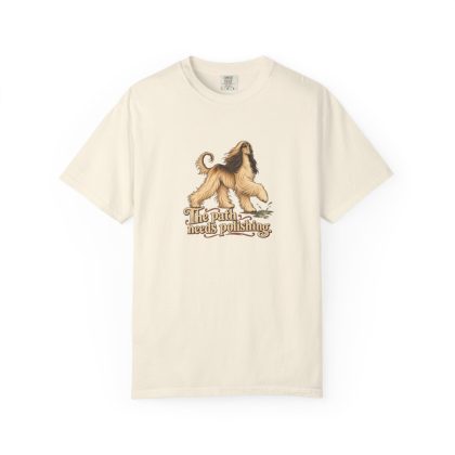 Afghan Hound humorous illustration tee in Ivory