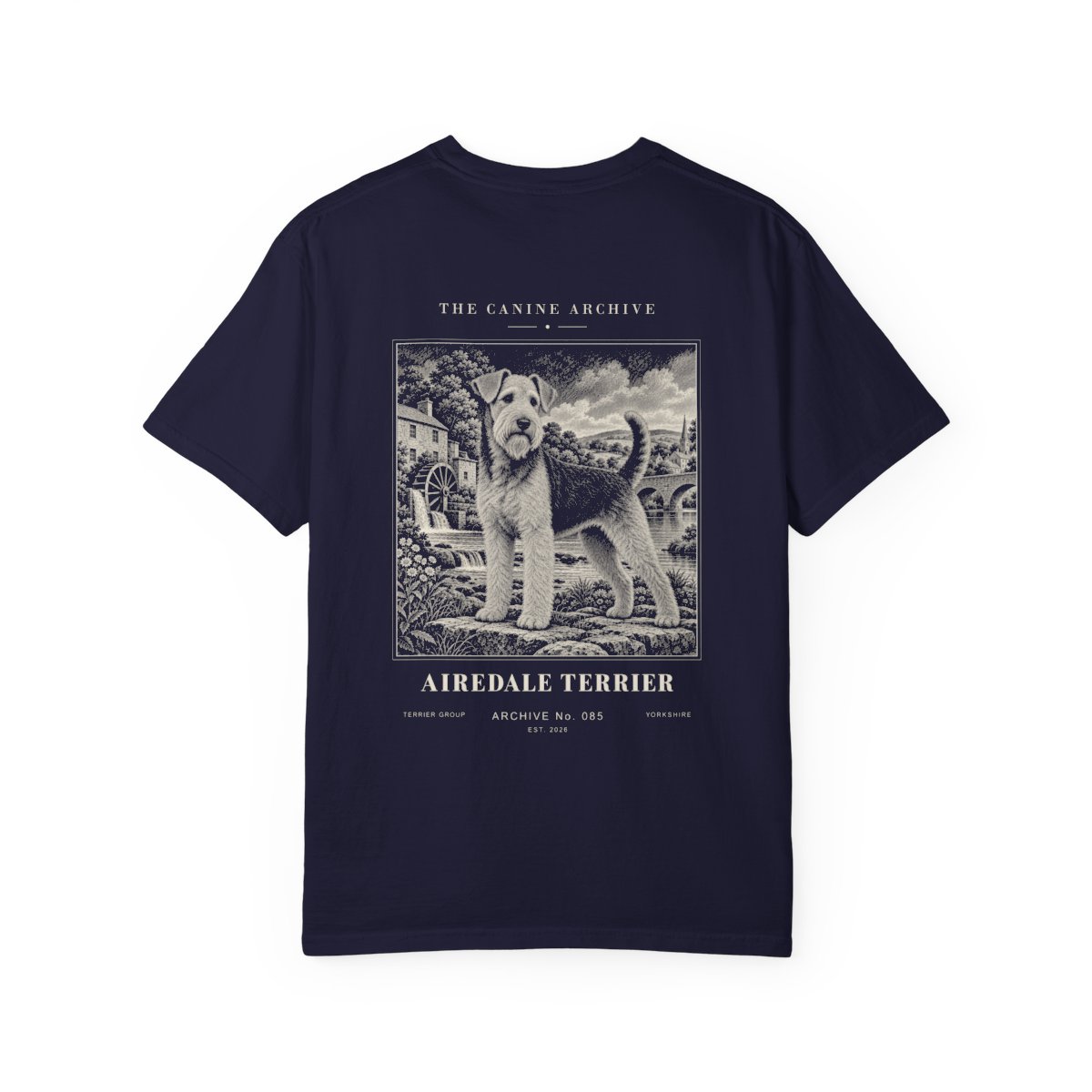 Airedale Terrier Tee in True Navy
