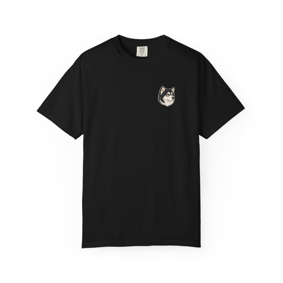 Alaskan Malamute head-only left chest tee in Black