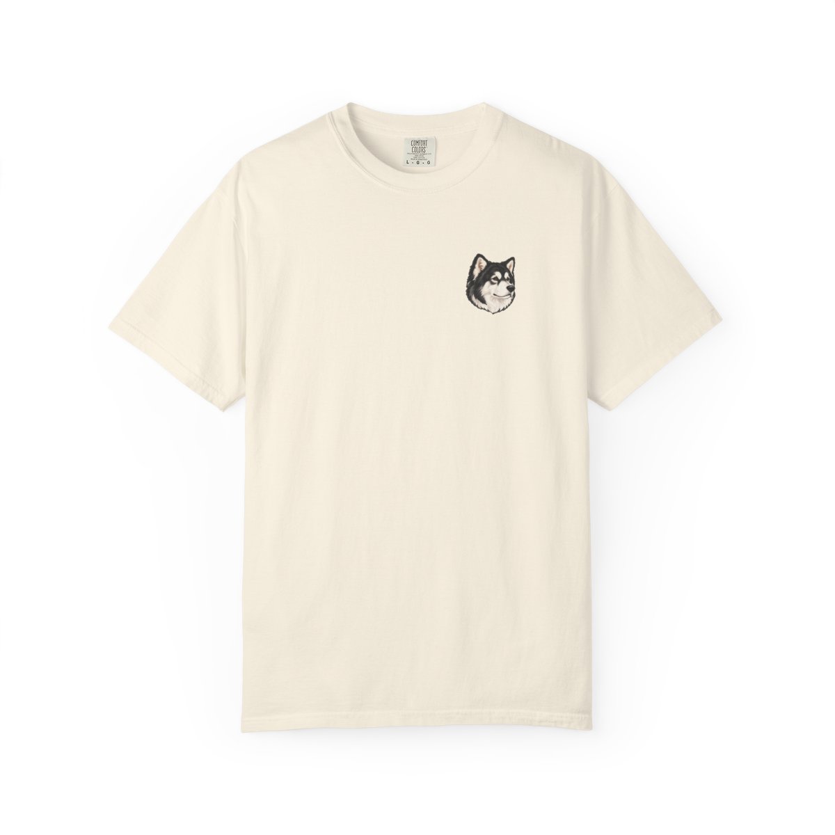 Alaskan Malamute head-only left chest tee in Ivory