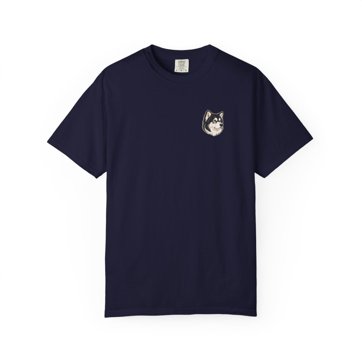 Alaskan Malamute head-only left chest tee in True Navy
