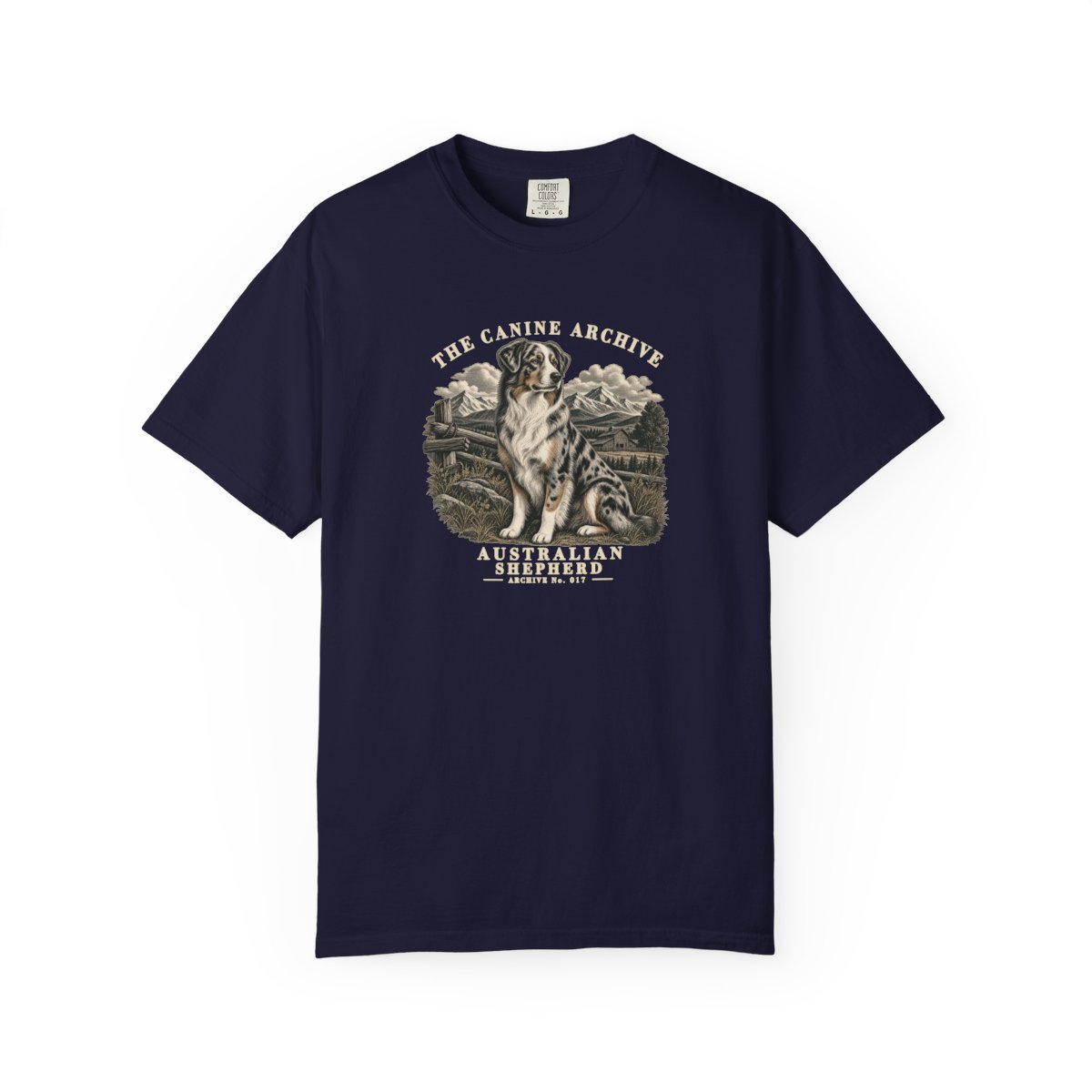 Australian Shepherd Front Study Tee in True Navy