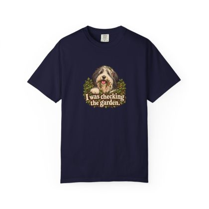 Bearded Collie humorous illustration tee in True Navy