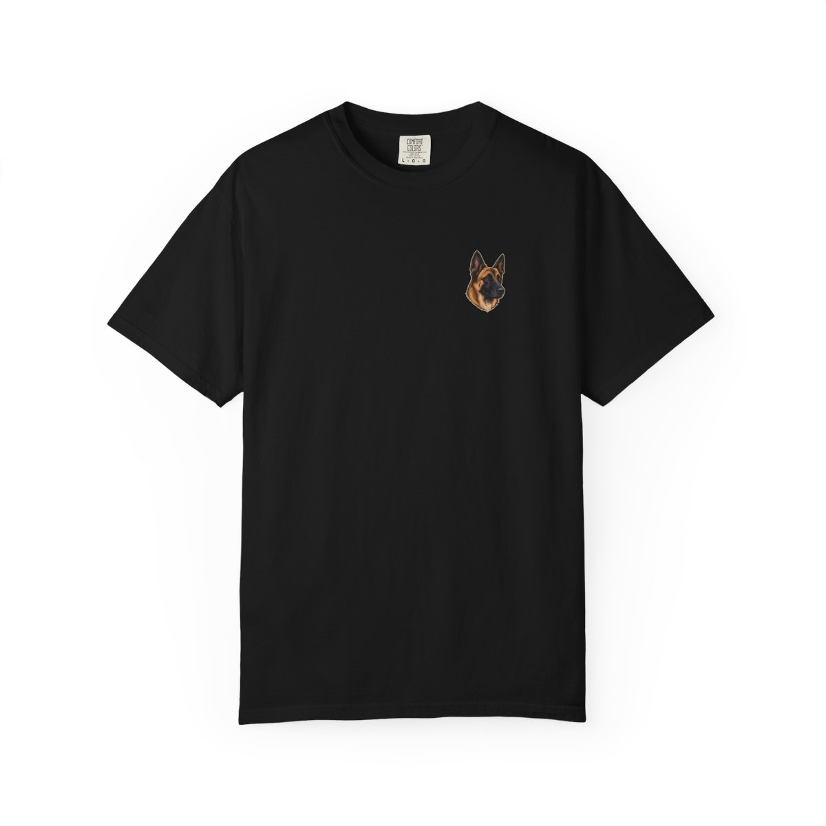 Belgian Shepherd Malinois head-only left chest tee in Black