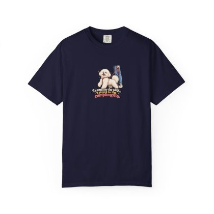 Bichon Frise humorous illustration tee in True Navy