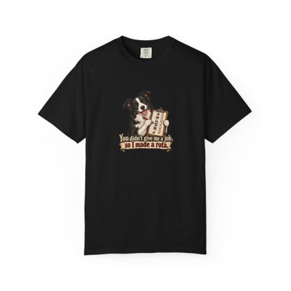Border Collie humorous illustration tee in Black