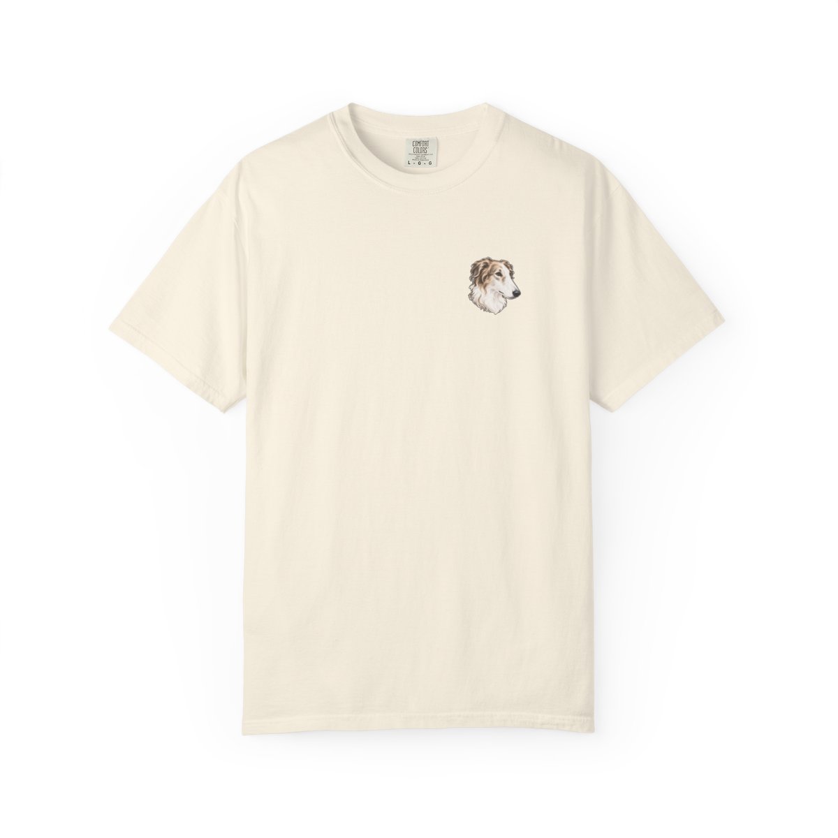 Borzoi head-only left chest tee in Ivory