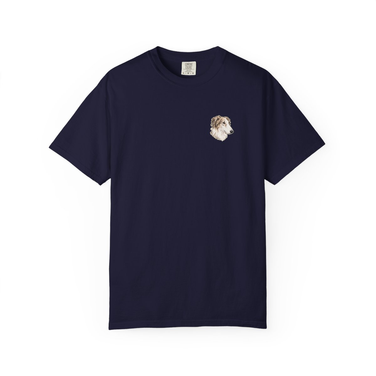 Borzoi head-only left chest tee in True Navy