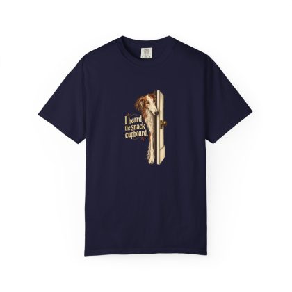 Borzoi humorous illustration tee in True Navy