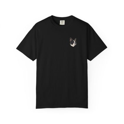 Boston Terrier head-only left chest tee in Black