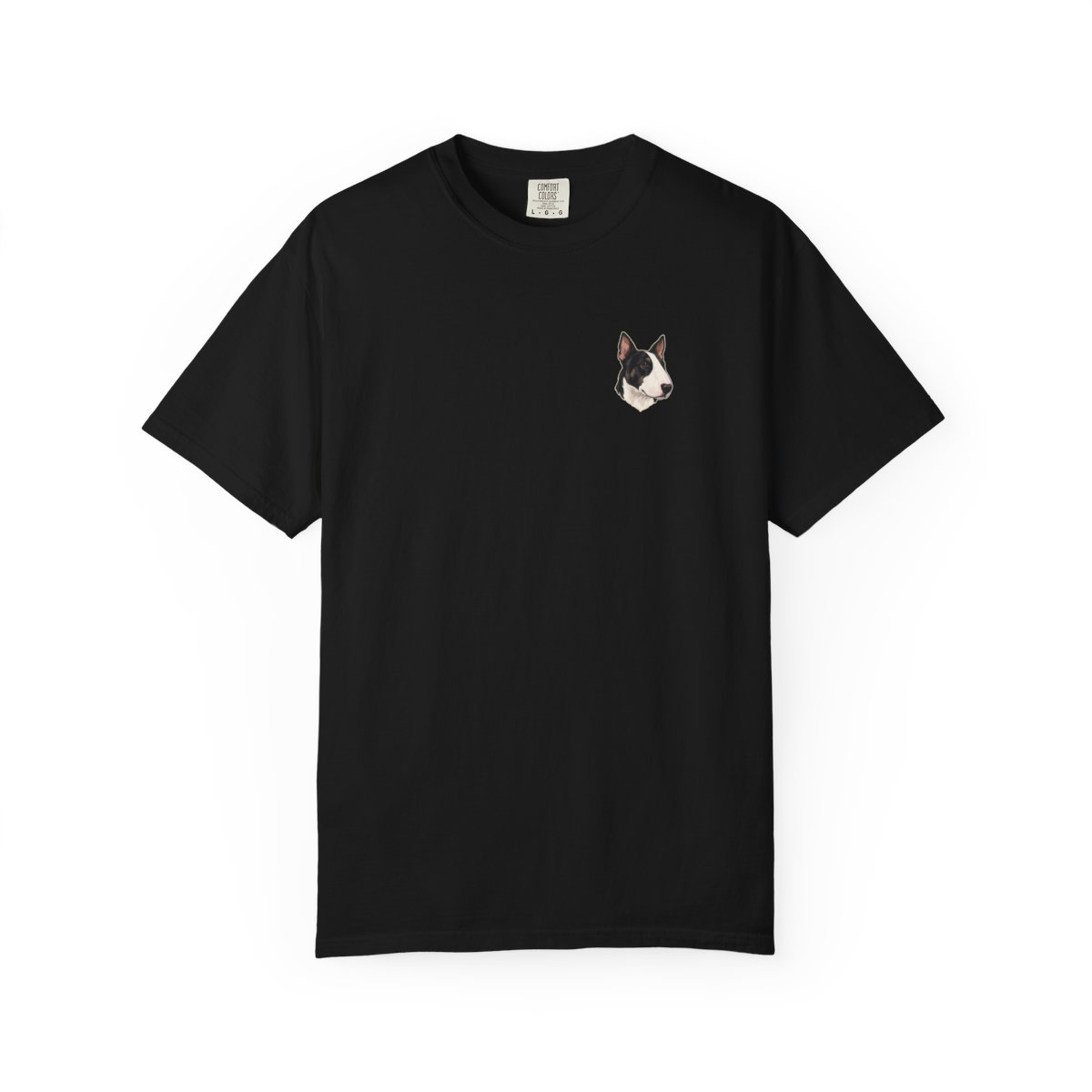Bull Terrier head-only left chest tee in Black