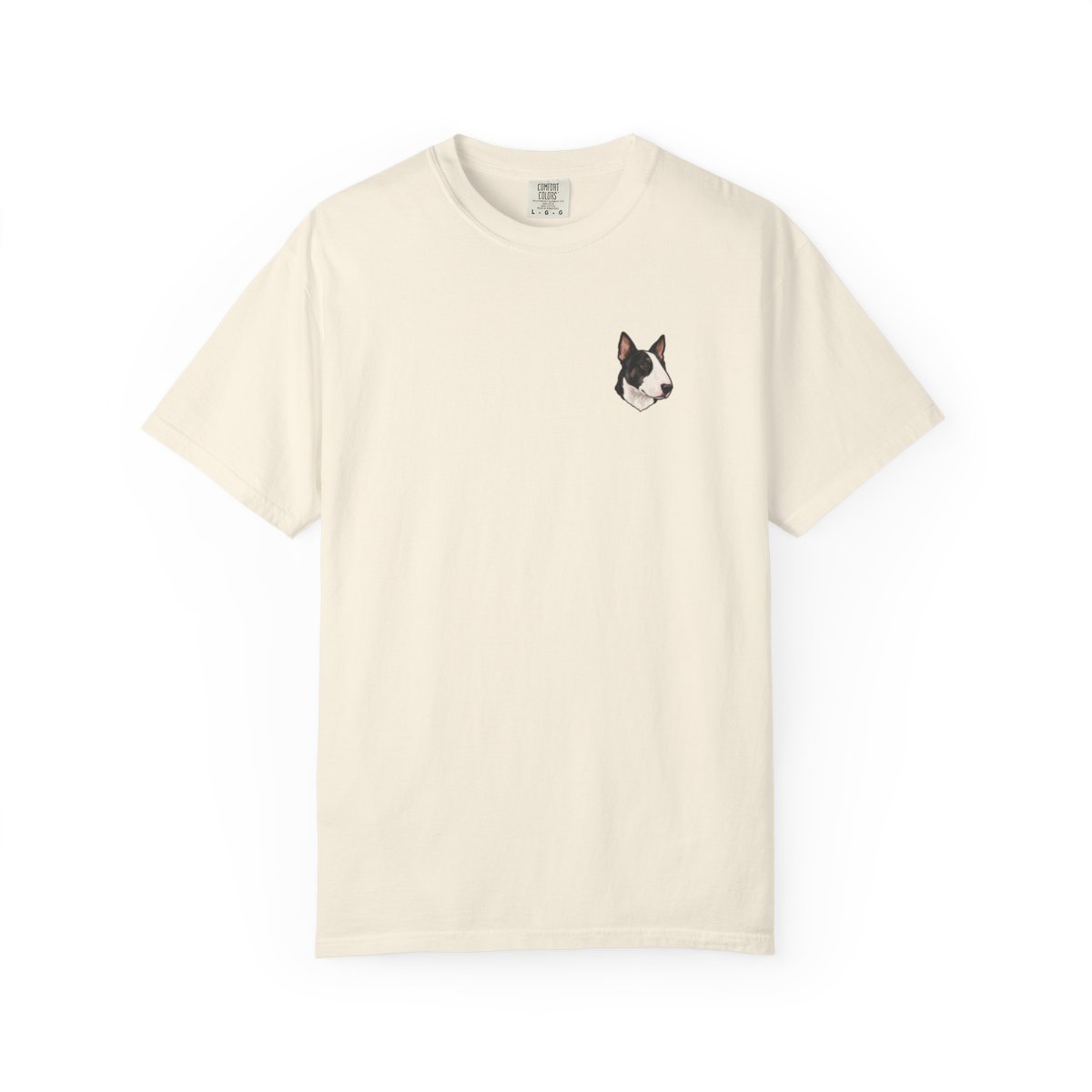 Bull Terrier head-only left chest tee in Ivory