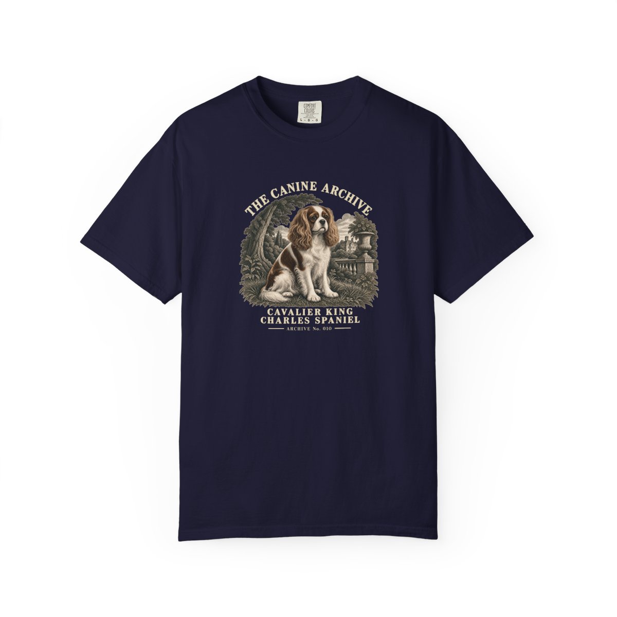 Cavalier King Charles Spaniel Front Study Tee in True Navy
