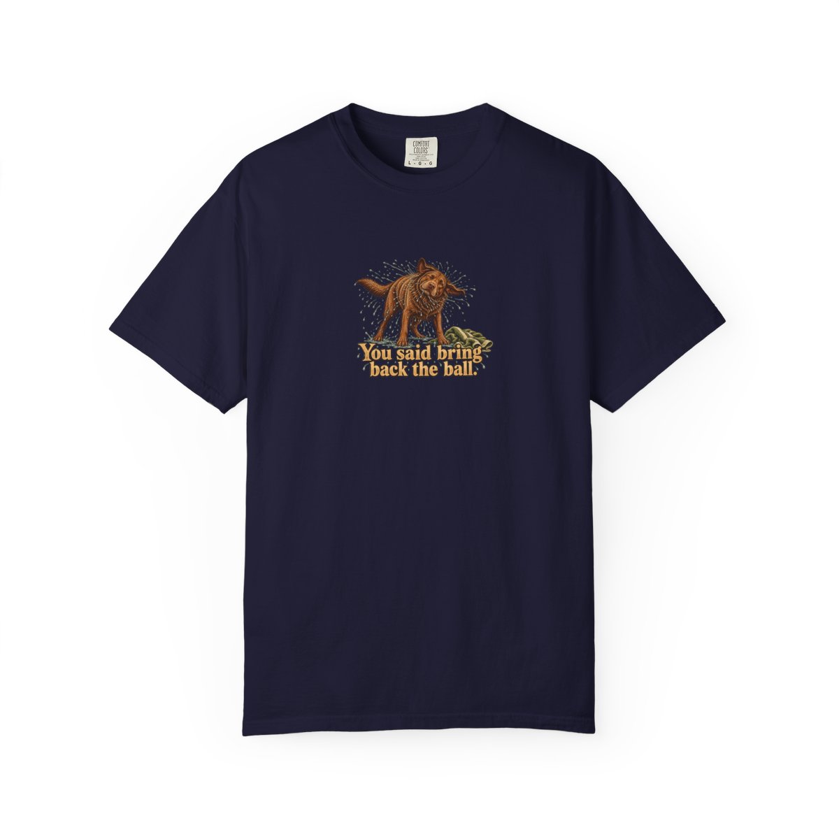 Chesapeake Bay Retriever humorous illustration tee in True Navy