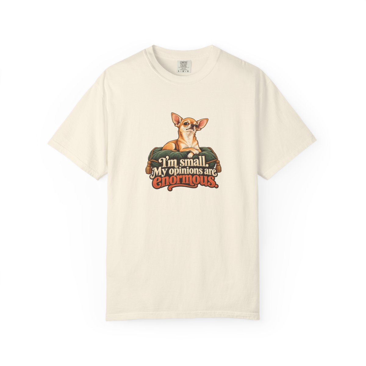 Chihuahua Smooth Coat humorous illustration tee in Ivory