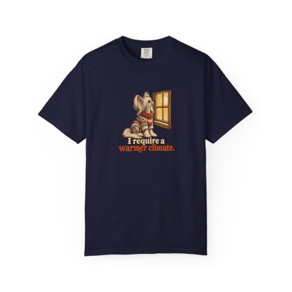 Chinese Crested humorous illustration tee in True Navy