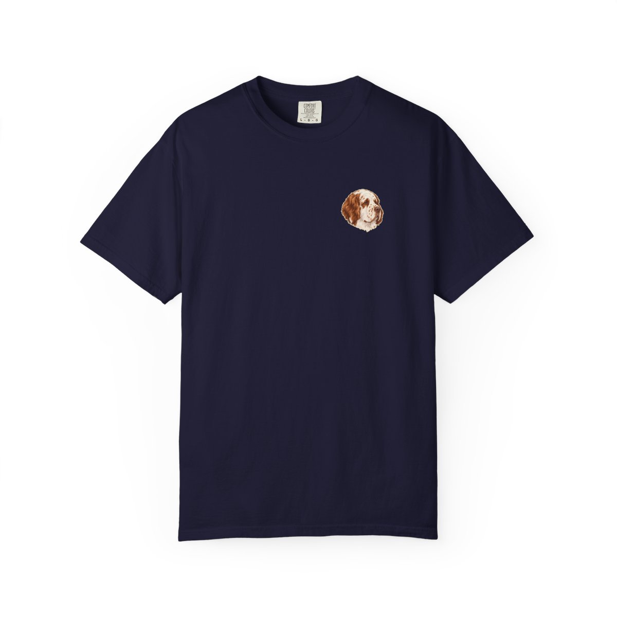 Clumber Spaniel head-only left chest tee in True Navy