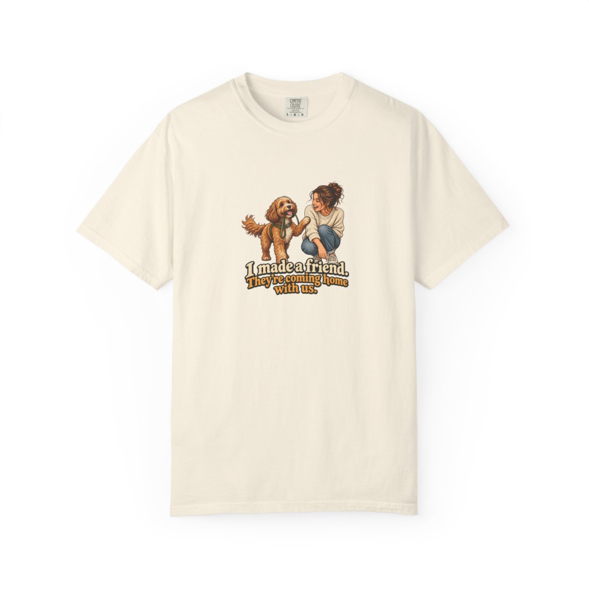 Cockapoo humorous illustration tee in Ivory