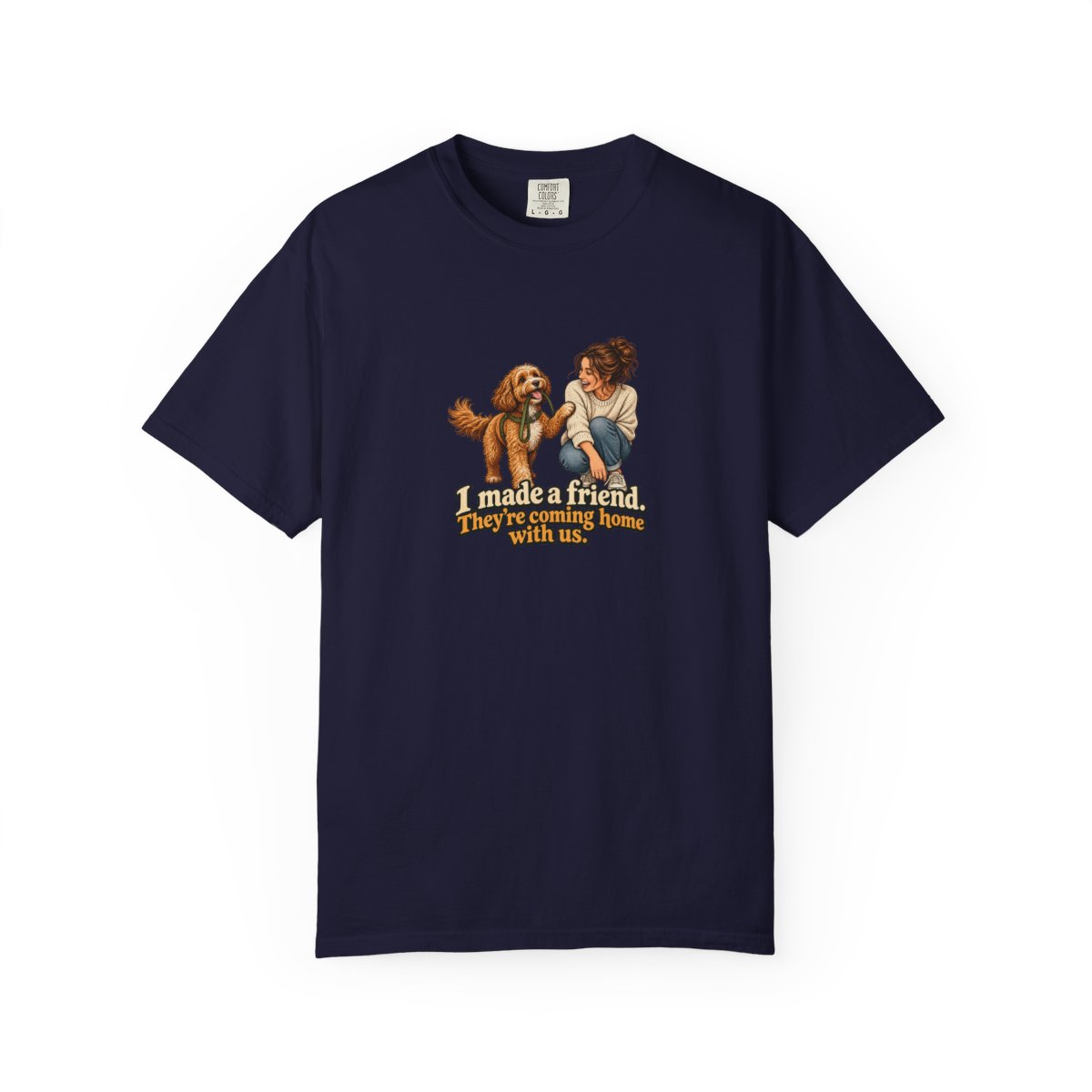 Cockapoo humorous illustration tee in True Navy