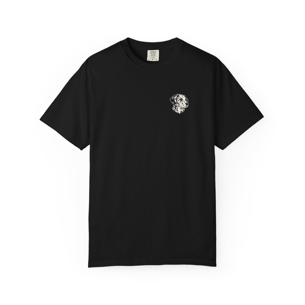 Dalmatian head-only left chest tee in Black